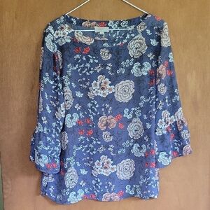 Floral Blue Blouse